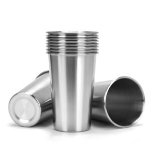 10 Stück wiederverwendbare Edelstahlbecher mit 16oz/450ml Fassungsvermögen für Camping, Reisen und Haushalt