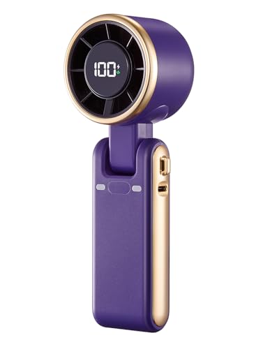 Tragbarer Turbo-Handventilator mit 5 Gängen, hoher Geschwindigkeit und wiederaufladbarem 4000 mAh-Akku für maximale Komfort-Kühlung bei Reisen und Strandurlaub