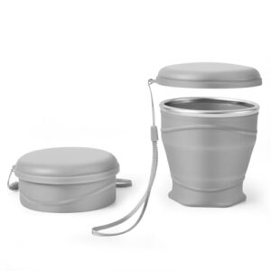 Faltbarer Silikonbecher mit Deckel, BPA-frei, tragbarer Becher für Reisen, Camping, Wandern, Outdoor-Sport