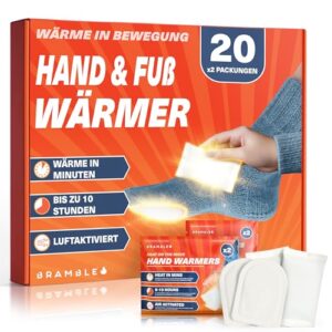 Bramble Hand und Zehenwärmer Vielfaltspackung - 20 Paar, insgesamt 40 - Handwärmer für die Tasche und Selbstklebende Fußwärmer - luftaktiviert und geruchsfrei - bis zu 10 Stunden Wärme