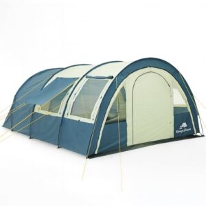 Großes Campingzelt mit 5000 mm Wassersäule, ideal für Familien und Freunde, bietet viel Platz zum Schlafen und Verstauen, atmungsaktives Gewebe und Moskitonetze, witterfest und robust.