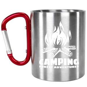 Edelstahl Camping-Tasse mit Leuchtfunktion, doppelwandiger Becher mit Karabinerhaken, ideal für Outdoor-Abenteuer wie Camping, Wandern oder Angeln