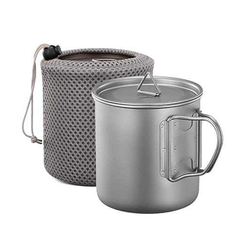 Titanischer Becher für Outdoor-Aktivitäten, 600ml Fassungsvermögen, ultraleicht und korrosionsbeständig, mit Aufbewahrungstasche