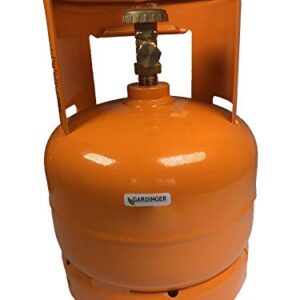Befüllbare Gasflasche mit 3 kg Inhalt, orange Farbe, mit Kragen ausgestattet für den Einsatz von Propan und Butan