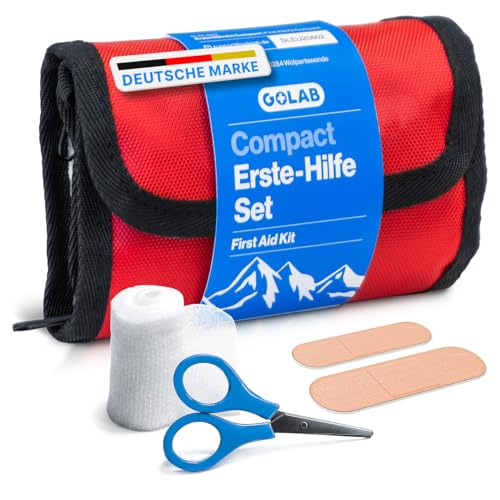 Kompaktes Notfallset für Zuhause, Outdoor, Reisen und Camping - GoLab Erste Hilfe Set Mini mit 46 Teilen