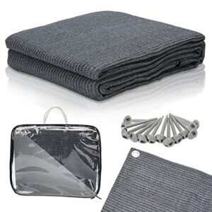 Vorzeltteppich für Outdoor-Camping mit 12 Löchern, 13 Heringen und Tragetasche - HDPE-Zeltunterlage - Atmungsaktiv Campingteppich rutschfest Campingmatte Grau Blau