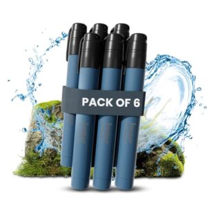 Tragbarer Wasserfilter Outdoor, Pack von 6 Stück, Hochleistungsfilter für sauberes Trinkwasser, Leicht und Kompakt für Camping, Wandern, Survival