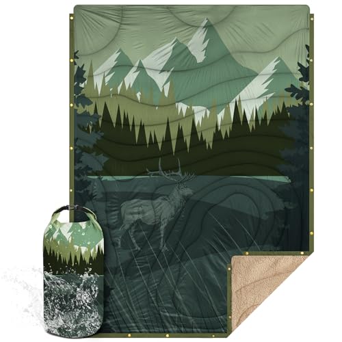 Campingdecke ultraleicht warm wasserabweisend für Wandern Reisen Hängematte Van Flugzeug Decke Thermal Sherpa & Ripstop 200x145cm