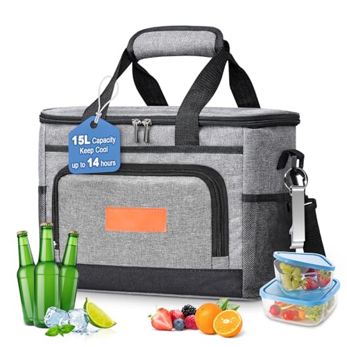 Hochwertige Kühlertasche für bis zu 14 Stunden Kühlung, ideal für Unterwegs, Grillen, Camping, Auto und Büro