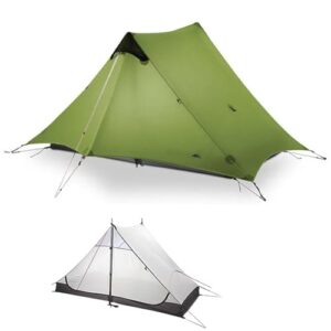 Ultraleichtes Campingzelt für zwei Personen, 3/4 Saison, professionelles Silnylon-Zelt mit gestängellosem Aufbau, ideal für Camping, Klettern und Wandern
