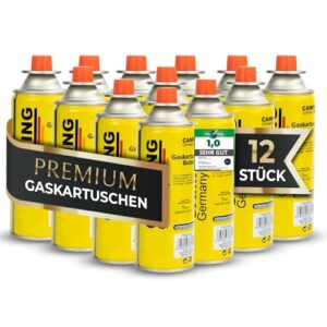 Magnum Gaskartusche mit EN417-Bajonettventil für Campingkocher, Grill und Gasheizung - 12 Stück 227g Butangas Kartuschen - Made in EU