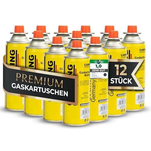 Magnum Gaskartusche mit EN417-Bajonettventil für Campingkocher, Grill und Gasheizung - 12 Stück 227g Butangas Kartuschen - Made in EU