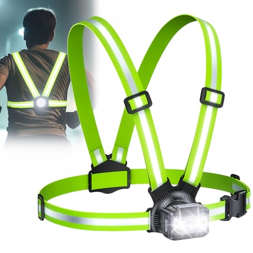 Hochwertiges Lauflicht für Nachtlauf mit 360° Reflektoren, 500 Lumen Helligkeit und IPX4 Wasserdichtigkeit.