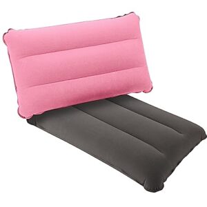 Ergonomisches Aufblasbares Kissen für Outdoor und Reisen, ultraleicht und wasserdicht, 44x28 cm Rosa/Grau