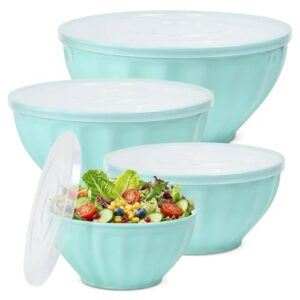 Salatschüssel-Set mit 4 verschiedenen Größen: 1,5L, 2,5L, 3,5L und 5,5L. Hochwertige Plastikschüsseln für die Küche oder Outdoor-Aktivitäten.