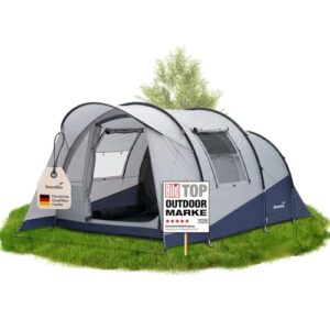 Campingzelt für 3 Personen mit Fenster und Moskitonetz, eingenähter Boden und schwarzer Schlafkabine