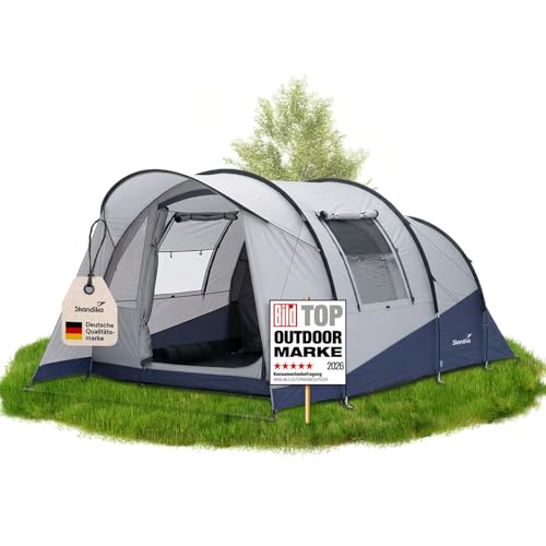 Campingzelt für 3 Personen mit Fenster und Moskitonetz, eingenähter Boden und schwarzer Schlafkabine