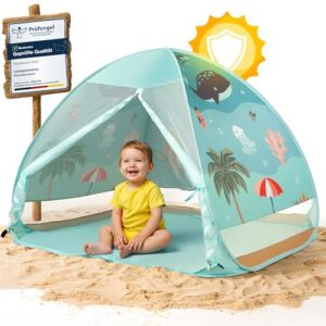 Strandmuschel mit UV Schutz 50+ für Kinder, Baby, Babys und Kleinkinder zum Strandzelt Pop-Up mit Tragetasche und Heringe