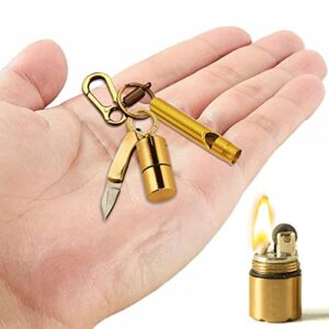 Das TUXUNQING Überlebenswerkzeug Set enthält eine Mini-Öllampe und ein kleines klappbares Messer. Es ist ideal für Camping-, Outdoor-Aktivitäten und kann auch im täglichen Leben verwendet werden.