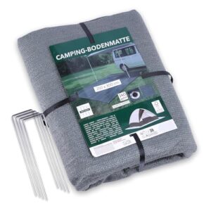 Camping-Bodenmatte 250x300 cm, Wetterfest, Outdoor-Teppich für Wohnwagen, Zelt, Strand, Garten oder Terrasse mit Metallösen und Bodenschutz