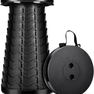Tragbarer Teleskophocker, hoehenverstellbar von 6 bis 45 cm, einziehbar und bis 180 kg belastbar, mit Schultergurt für Camping, Outdoor-Aktivitäten, Angeln, Garten und unterwegs