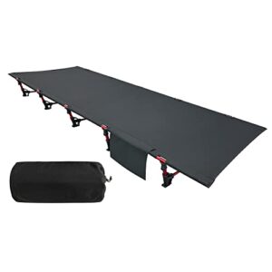 Ultraleichtes Campingbett für Outdoor-Aktivitäten, wie Camping, Wandern, Strandbesuch und Bergsteigen. Schwarz, leicht zu montieren und transportieren.