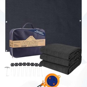 FoundGo Vorzeltteppich mit Ösen [280g/m² HDPE] Camping Teppich Outdoor Vorzeltboden inkl. Tragetasche 8 Stahlnägel & Wäscheleine Anthrazit