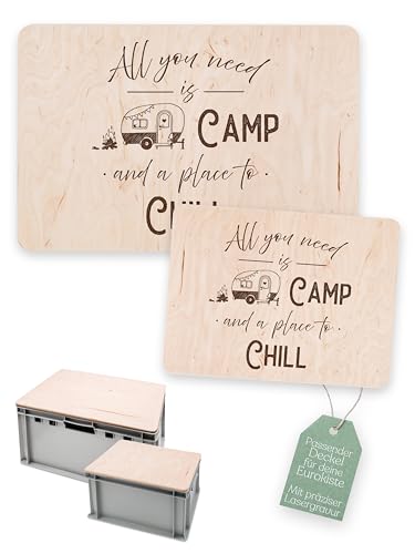 Ergänzer für Eurokiste, personalisierter Deckel, ideal für Camping-Fans und Outdoor-Enthusiasten.