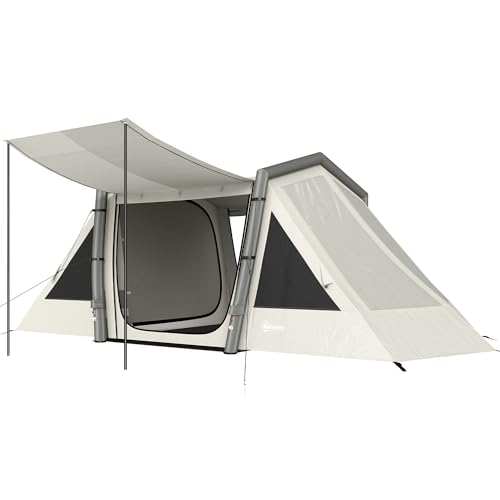 Ausbares Zelt für 4 Personen mit schnellen Aufbau und Verdunklungsfunktion, ideal für Camping und Glamping im Freien.
