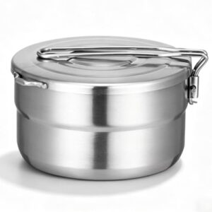 BAIFULAI 1,5L Camping Topf aus Edelstahl mit Faltbarem Griff für Outdoor-Kochen