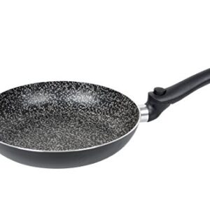 Turn-Bratpfanne 24 cm schwarz von Bo-Camp, hochwertiger 5-Lagen-QuartzPlus-Stahl mit einklappbaren Griffen und geringem Platzbedarf