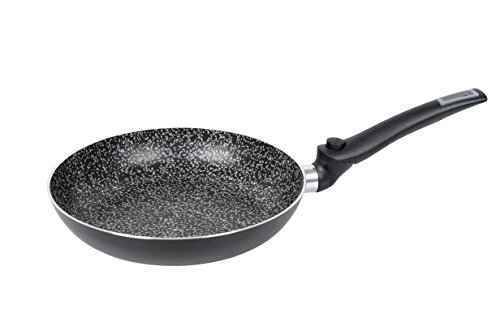 Turn-Bratpfanne 24 cm schwarz von Bo-Camp, hochwertiger 5-Lagen-QuartzPlus-Stahl mit einklappbaren Griffen und geringem Platzbedarf