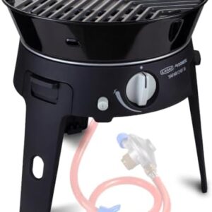 Ergiebiger Gasgrill für unterwegs, Tragbare Grills mit GreenGrill Keramikbeschichtung, Inklusive Tragetasche und Grillutensilien für Camping und Gartenpartys