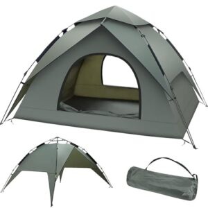 Camping Zelt 3 Personen Pop Up Zelt Doppelschicht Wasserdicht & Winddicht Ultraleichte Kuppelzelt Automatisches Sofortzelt, ideal für Trekking, Familien und Rucksackreisen