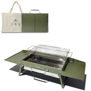 Faltbarer Holzkohlegrill für Camping, Picknick oder Garten - portable Grill für Outdoor-Bedarf, kompakt und leicht transportierbar, ideal für den Einsatz auf Rasenflächen, Tischplatten und Stränden