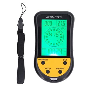 Digitaler Höhenmesser mit multifunktionalen Funktionen wie Barometer, Kompass, Thermometer und Wettervorhersage. Tragbar und leicht zu transportieren.