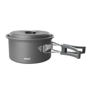 Camping Kochtopf, Aluminiumlegierung, Camping Kochgeschirr 1L/1.7L/3L, Outdoor Geschir Set mit Deckel und faltbarem Griff für Camping Picknick Wandern
