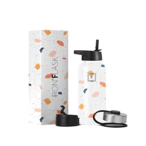 Edelstahl Trinkflasche mit Strohhalm - 650/950/1200/1800 ml - Kohlensäure geeignet, auslaufsicher, doppelwandig isoliert, BPA-frei. Perfekt für Sport, Gym, Fitness und Reisen.