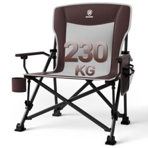 Faltbarer Campingstuhl mit XL-Sitz, 230KG Belastbarkeit und Lendenwirbelschutz für Outdoor-Bedarf, Camping, Garten und Balkon