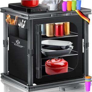Faltbare Campingküche KESSER, Outdoor Küchenschrank mit Aluminiumgestell und Fliegengitter, ideal für Camping, Wohnwagen oder Zelt.