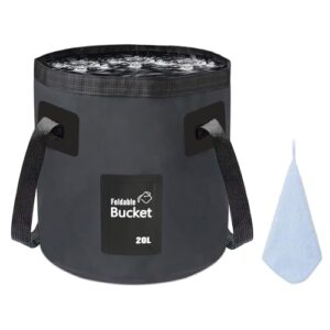 Faltbarer Wassereimer 20L, schwarz, ideal für Camping, Reisen und Gartenarbeit
