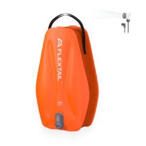 FLEXTAILGEAR Tragbare Campingdusche 20L mit integrierter Elektropumpe und 2500mAh Akku, wasserdicht und ideal für Outdoor-Aktivitäten wie Wandern, Reisen oder Camping.