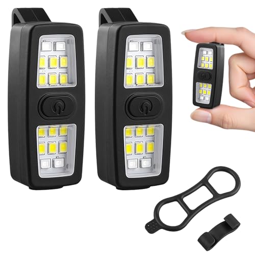 Flintronic 2-Stück LED Clip-Lampe mit 7 Beleuchtungsmodi und USB-Wiederaufladbarkeit, ideal für Laufen, Joggen, Camping, Wandern und Klettern