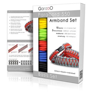 Ganzoo Paracord 550 Armband Set, Bastelset zum Selbermachen für DIY Bracelets mit Parachute Cord und Klickverschlüssen