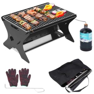 Der GFTIME Tragbare Gasgrill ist ein perfekter Begleiter für alle Outdoor-Erlebnisse. Er kann mit Gas und Holzkohle betrieben werden und bietet viele praktische Funktionen wie Ascheschale, Gasventil und Schlauchaufbewahrungstasche.