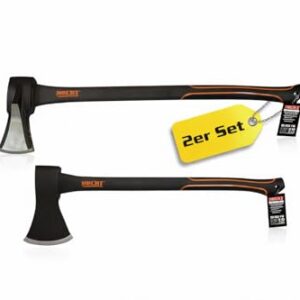 Zwei Äxte im HECHT Axt Set - Universalaxt und Profi-Spaltaxt für Holzspalten und Fällen im Forst, Outdoor oder Camping