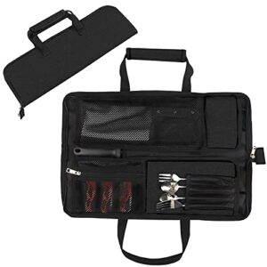 HJSSAA Messertasche, Kochmesser Roll Bag, Heavy Duty Oxford Messertasche mit 13-Schlitzen, Einfacher Tragegriff und Schultergurt für Reisen, Camping, Wandern (Schwarz)