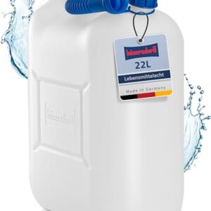 hünersdorff Wasserkanister ECO mit Auslaufrohr und unverlierbarer Deckelverschraubung, 22 Liter, Weiß