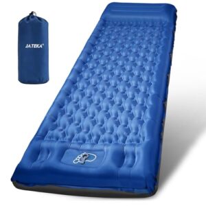 JATEKA Isomatte Camping, 12CM dicker Aufblasbarer Isomatte mit Kissen & Fußpumpe für Outdoor-Camping