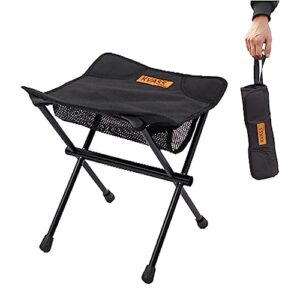 Klapphocker, faltbarer Hocker für Camping und Outdoor-Aktivitäten. Ultraleichter Aluminiumrahmen und stabiler Sitzgefäß aus 600D Oxford-Gewebe.